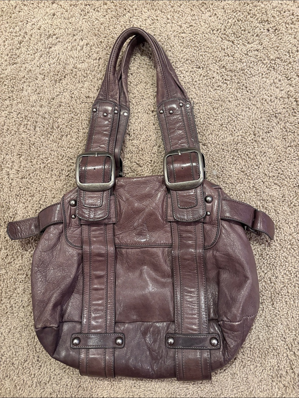 Women's Leather Shoulder Bag in Mushroom